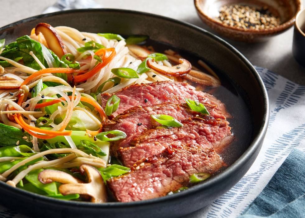Asian inspired steak with Schezwan Noodles